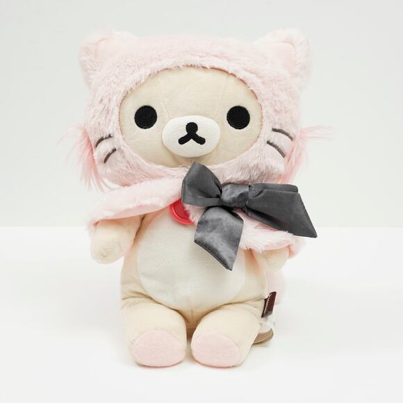 San-X Rilakkuma Korilakkuma Plush – Pink Cat Costume Cape, Medium Size 13" - Picture 1 of 6